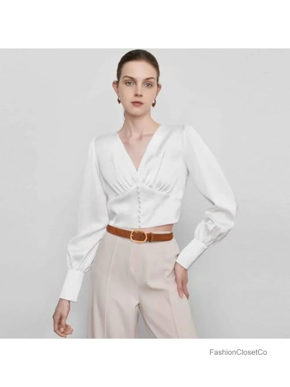 Genuine Suede Leather Wide Belt with Gold-Tone Buckle